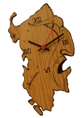 Orologio in legno Sardegna  con il profilo del Mamuthone - Artigianato sardo Satodà